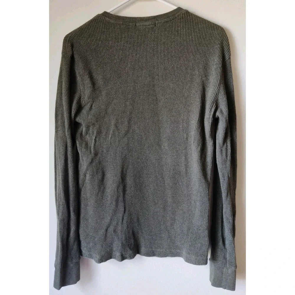 Polo Ralph Lauren Shirt Men's M Gray Thermal Waffle‎ Knit Slim Fit Long Sleeve